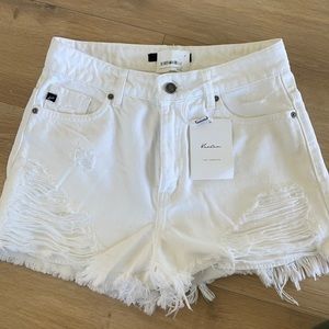 Kancan White Distressed Shorts